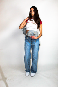 DENIM CARGO SHOULDER BAG